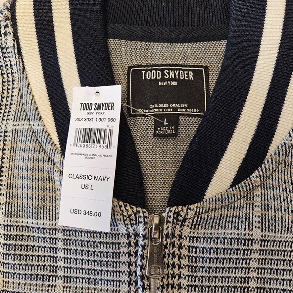 Todd Snyder Knit Glen Plaid Full-zip Bomber Jacket -- NWT -- Large - Picture 6 of 7